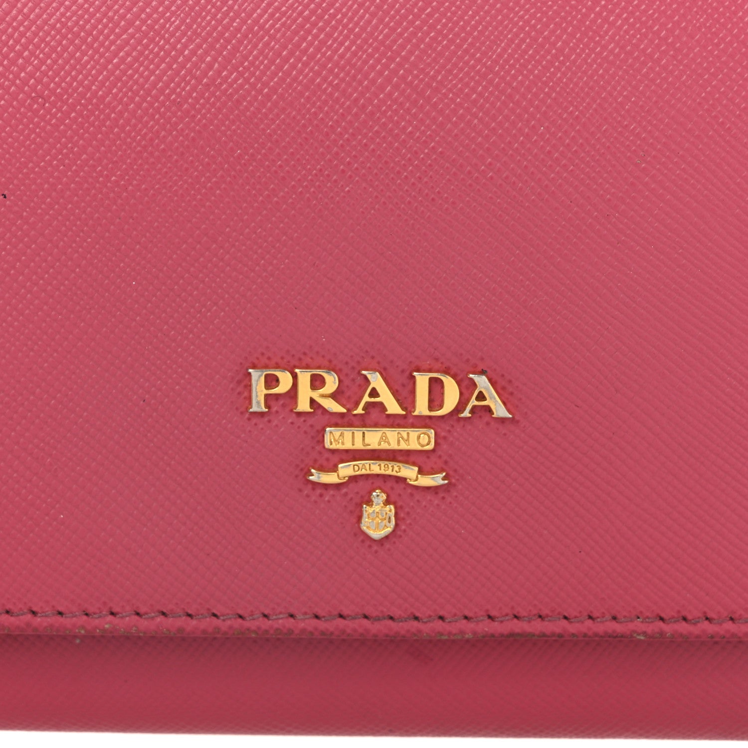 Prada Saffiano Metal Oro Chain Wallet Peonia