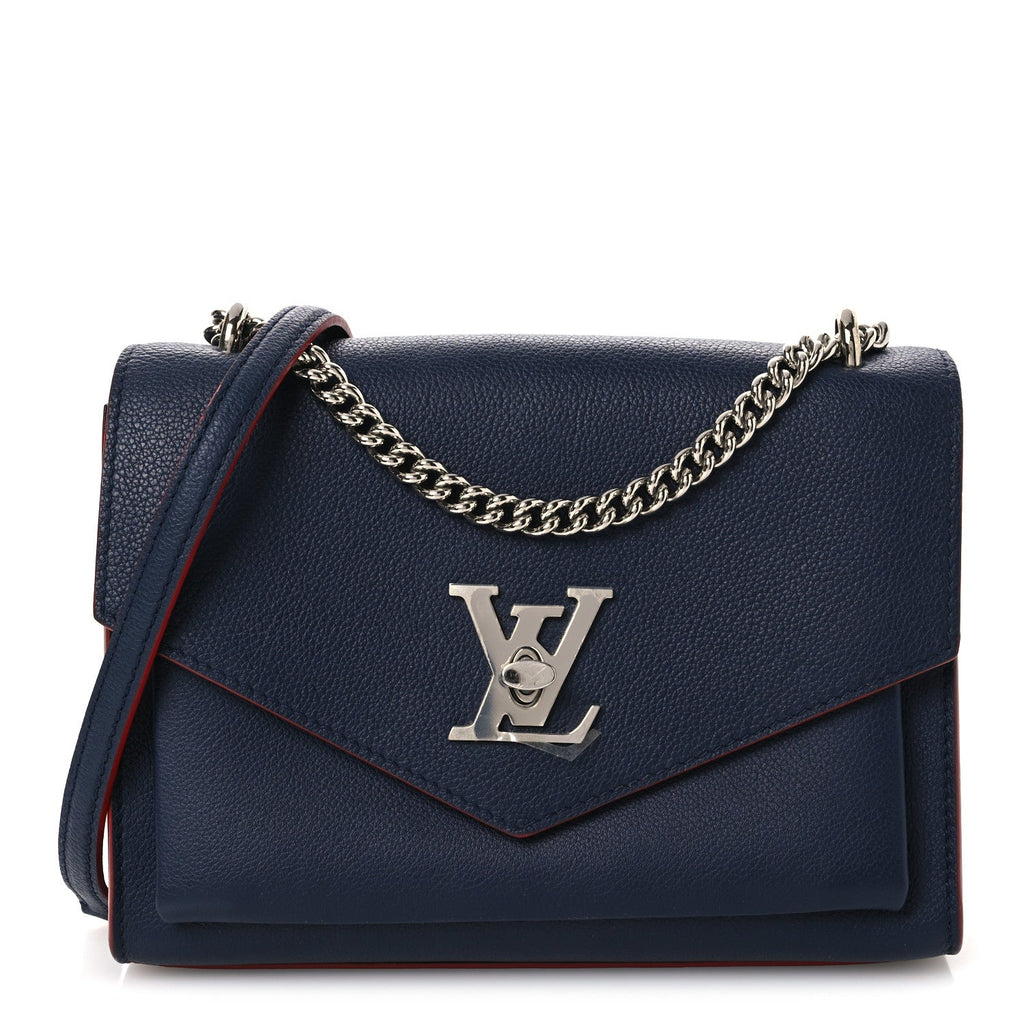 Louis Vuitton Soft Calfskin Mylockme Chain Bag BB Marine Rouge