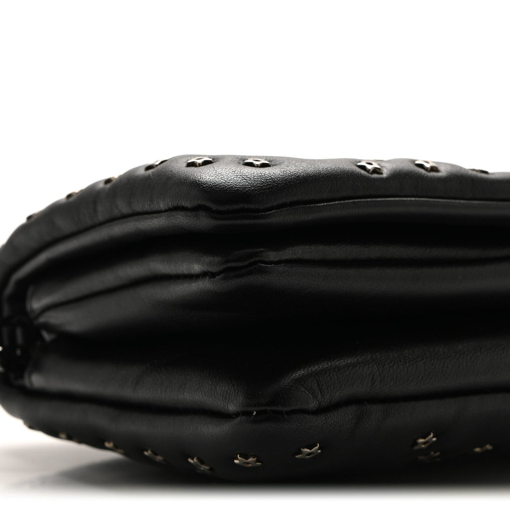 Christian Dior Calfskin Star Motif Macrocannage Mini Caro Bag Black