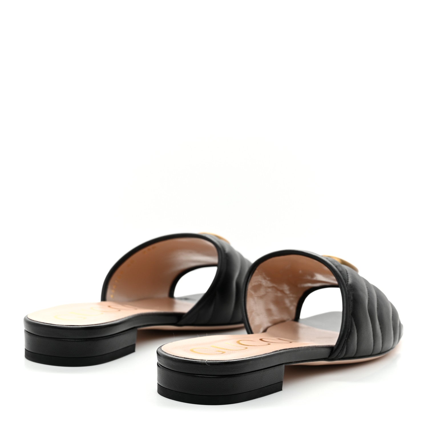 Gucci Nappa Matelasse GG Marmont Flat Slide Sandals 40 Black