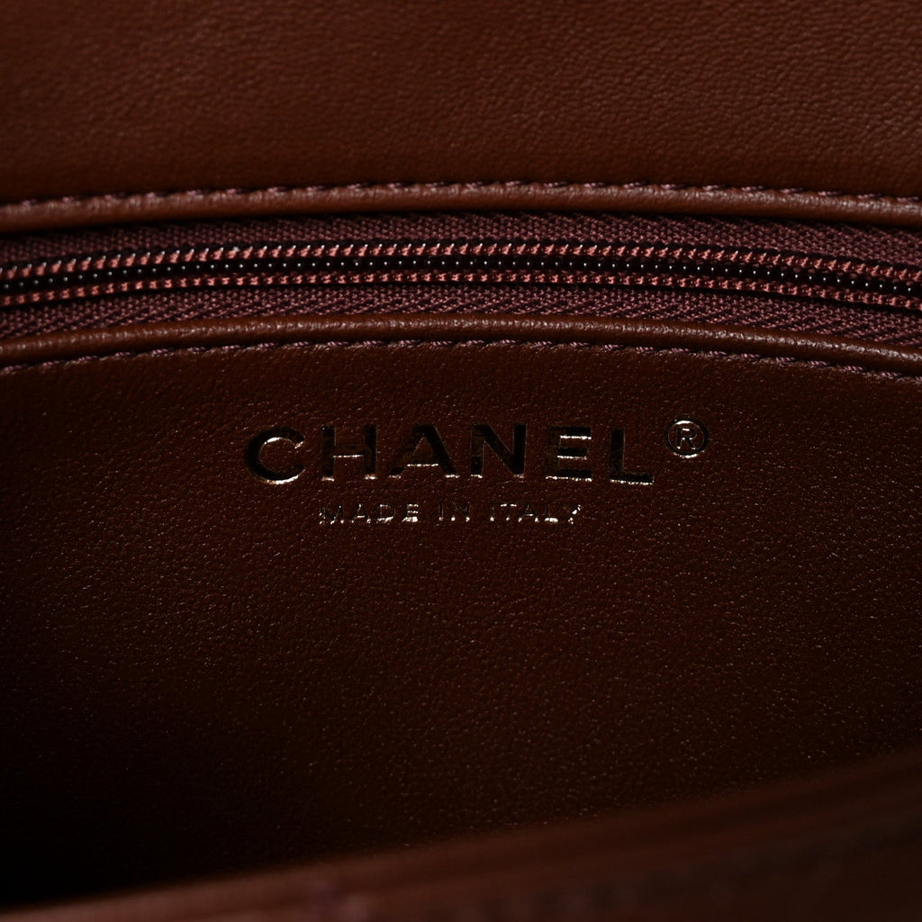 Chanel Shearling Lambskin Quilted Mini Furry Coco Flap Beige Dark Brown