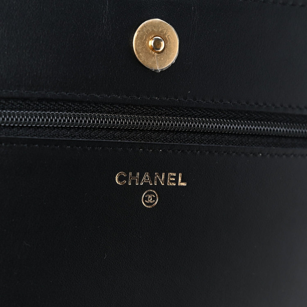 Chanel Caviar Quilted Boy Wallet On Chain WOC Black