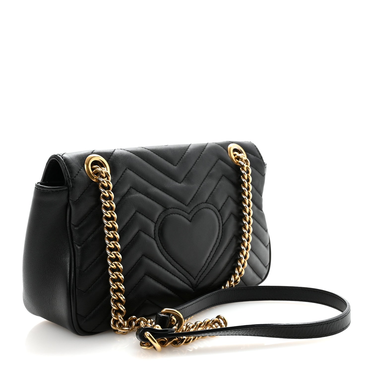 Gucci Calfskin Matelasse Small GG Marmont Shoulder Bag Black