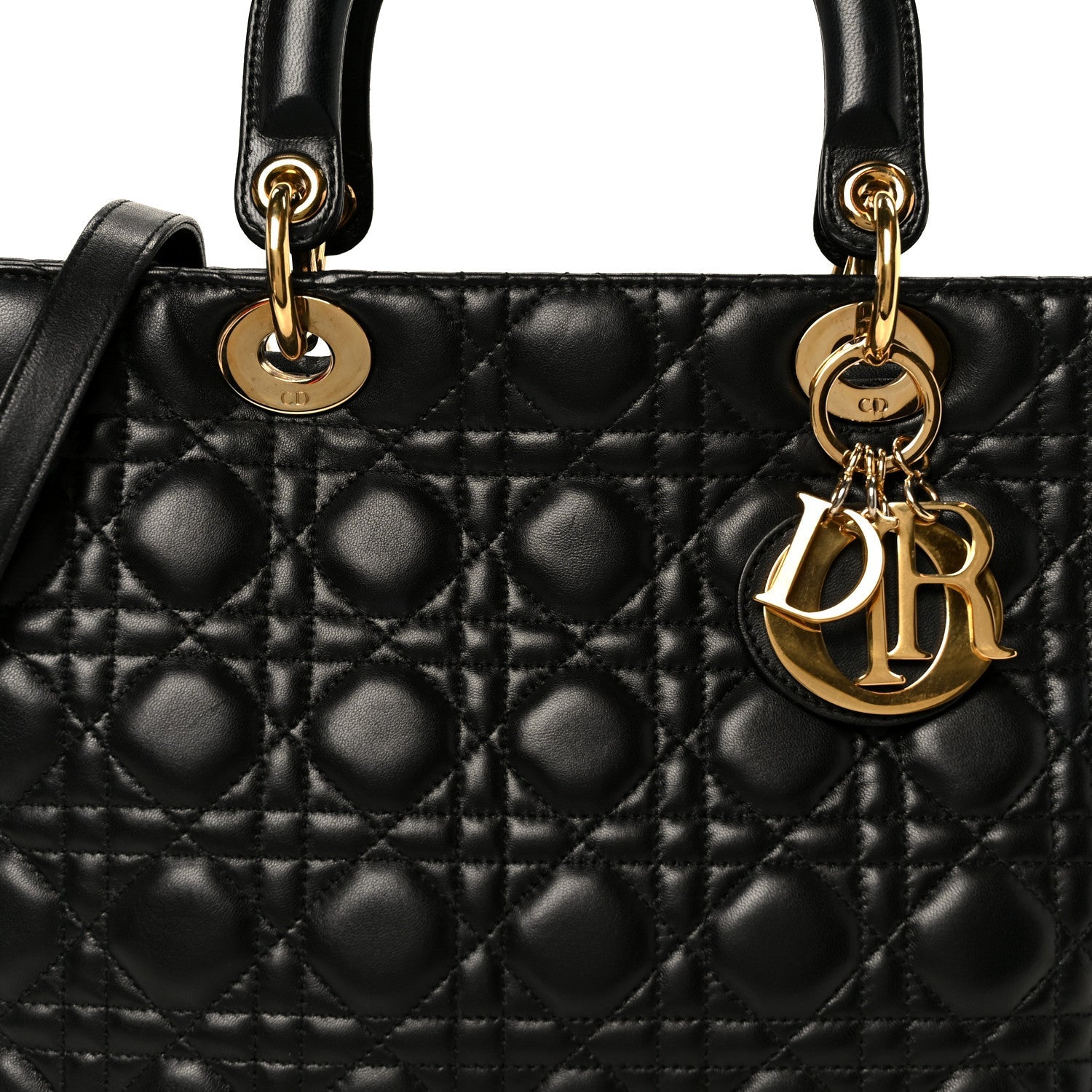 Christian Dior Lambskin Cannage Large Lady Dior Black