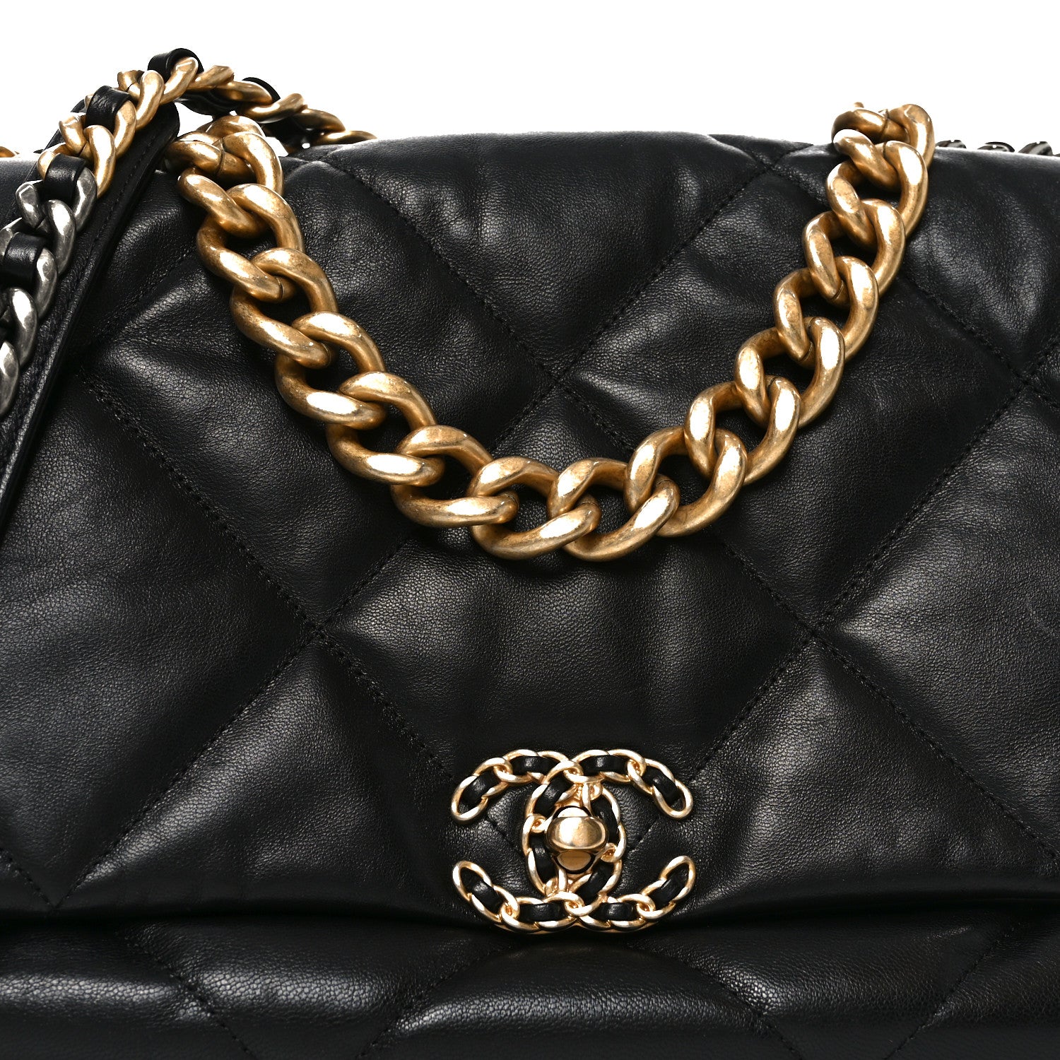 Chanel Goatskin Quilted Maxi Chanel 19 Flap Black