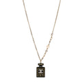 Resin Strass Pearl Perfume Bottle CC Necklace Black Gold