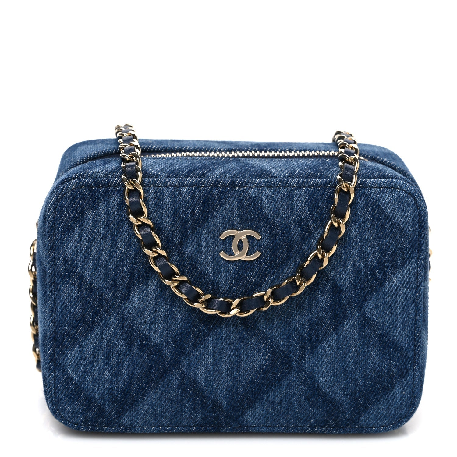 Chanel Printed Denim CC Camera Case Blue
