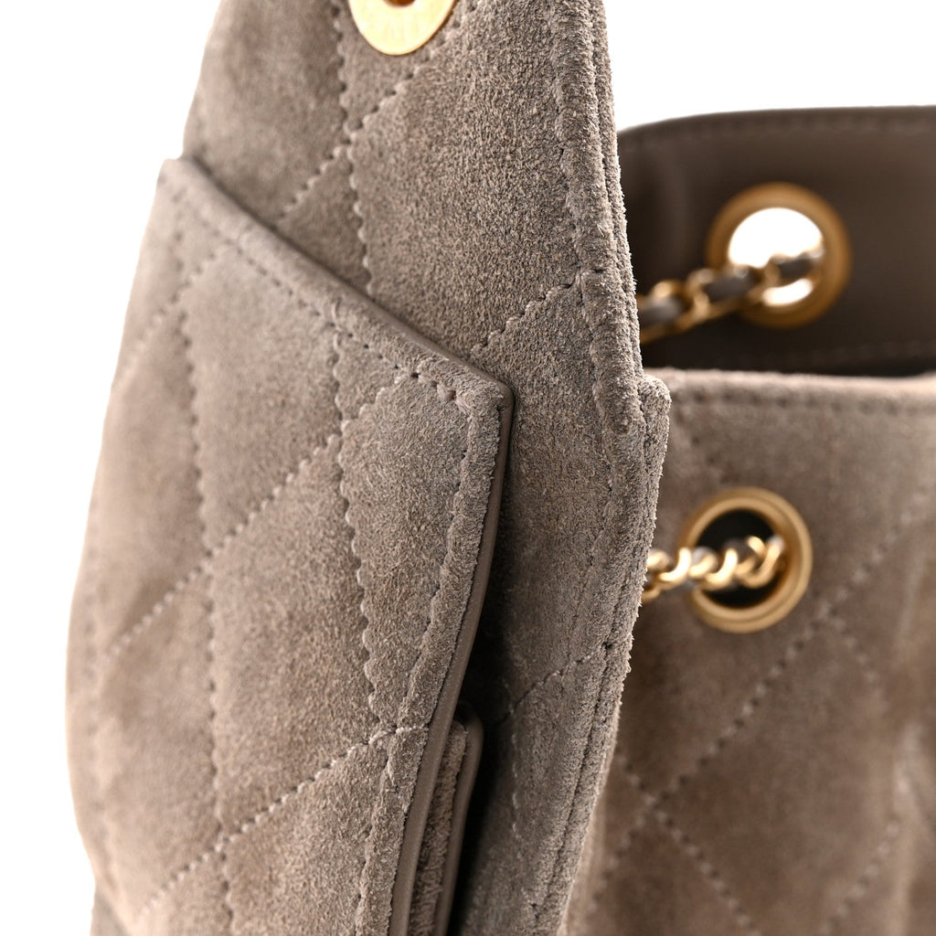 Chanel Suede Quilted Mini Chanel 25 Handbag Dark Grey