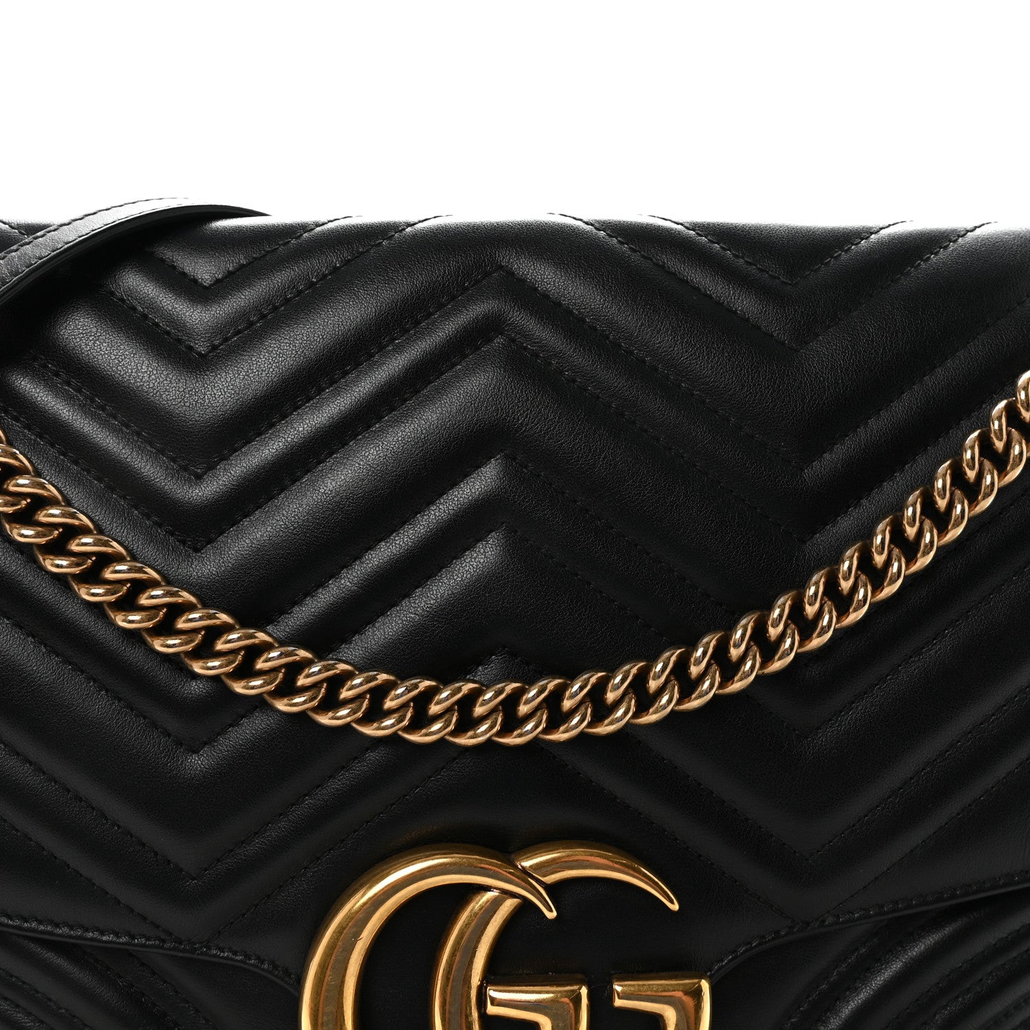 Gucci Calfskin Matelasse Large GG Marmont Shoulder Bag Black