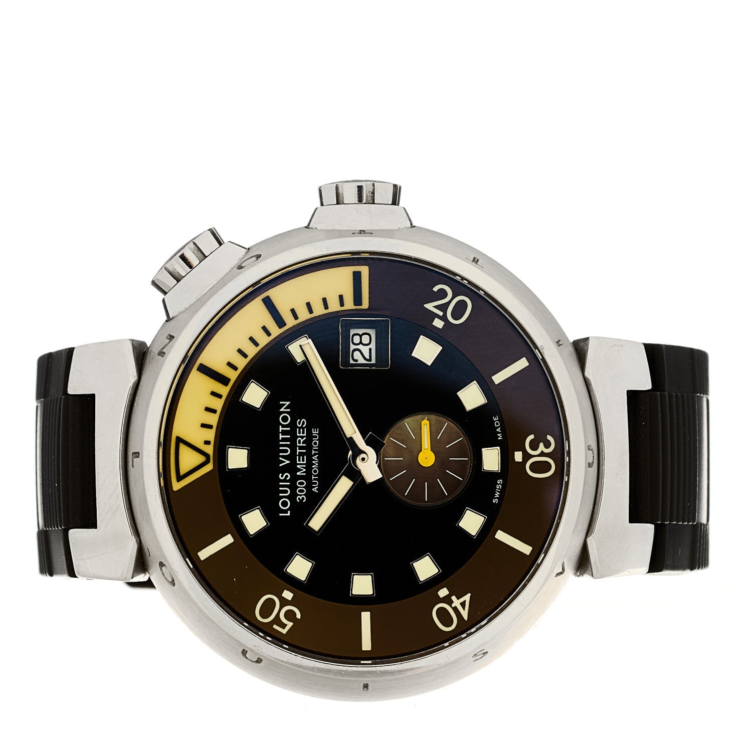 Louis Vuitton Stainless Steel Rubber 44mm Tambour Street Diver Automatic Watch Black