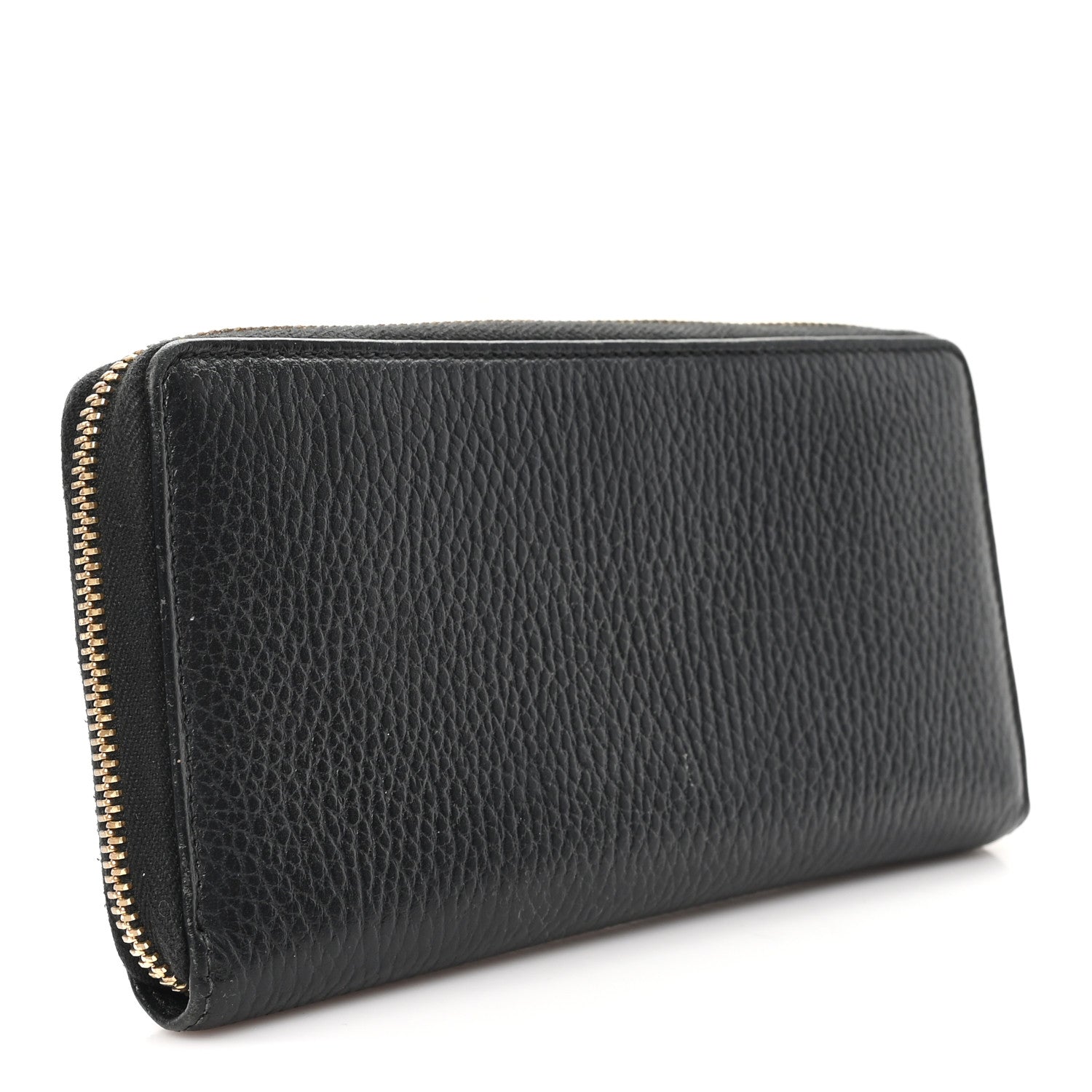 Gucci Dollar Calfskin GG Marmont Zip Around Wallet Black