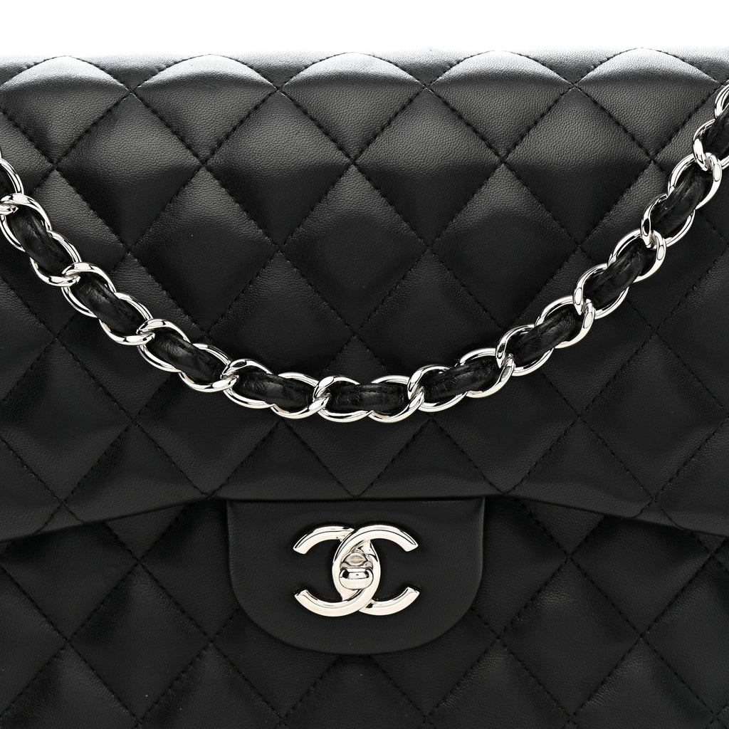 Chanel Lambskin Quilted Jumbo Double Flap Black