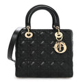 Christian Dior Lambskin Cannage Medium Lady Dior Black