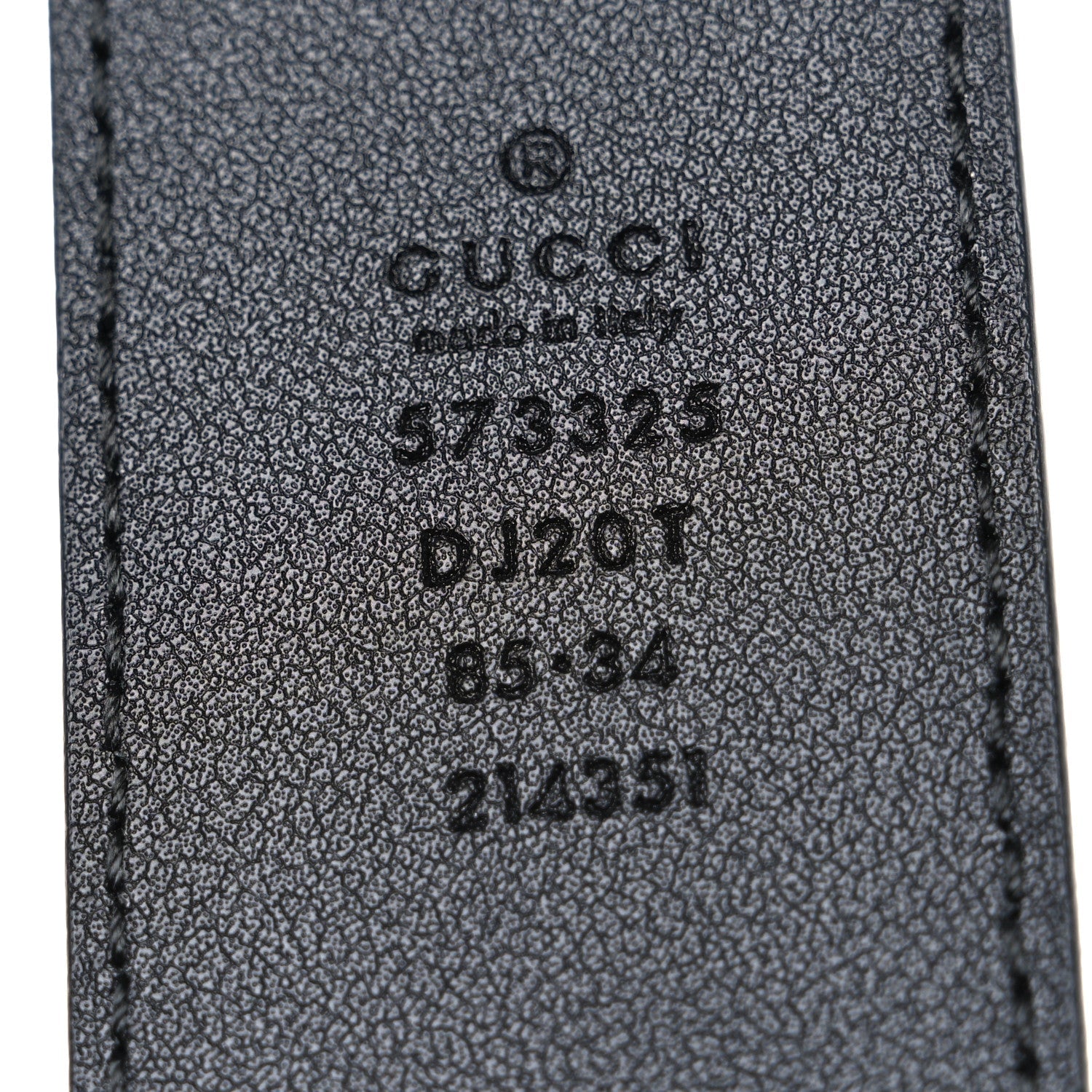 Gucci Textured Dollar Calfskin 40mm Belt 85 34 Black