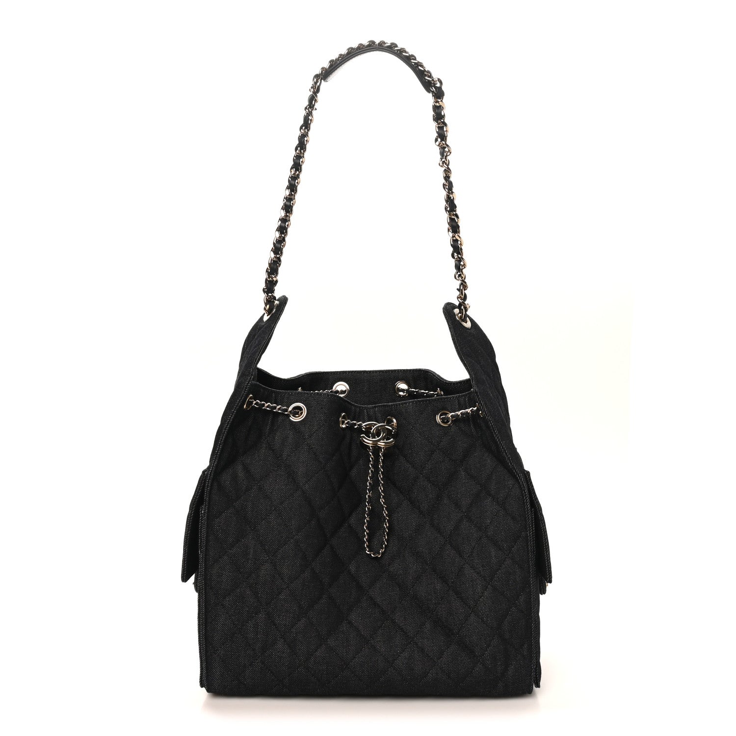 Chanel Denim Quilted Medium Chanel 25 Handbag Dark Blue