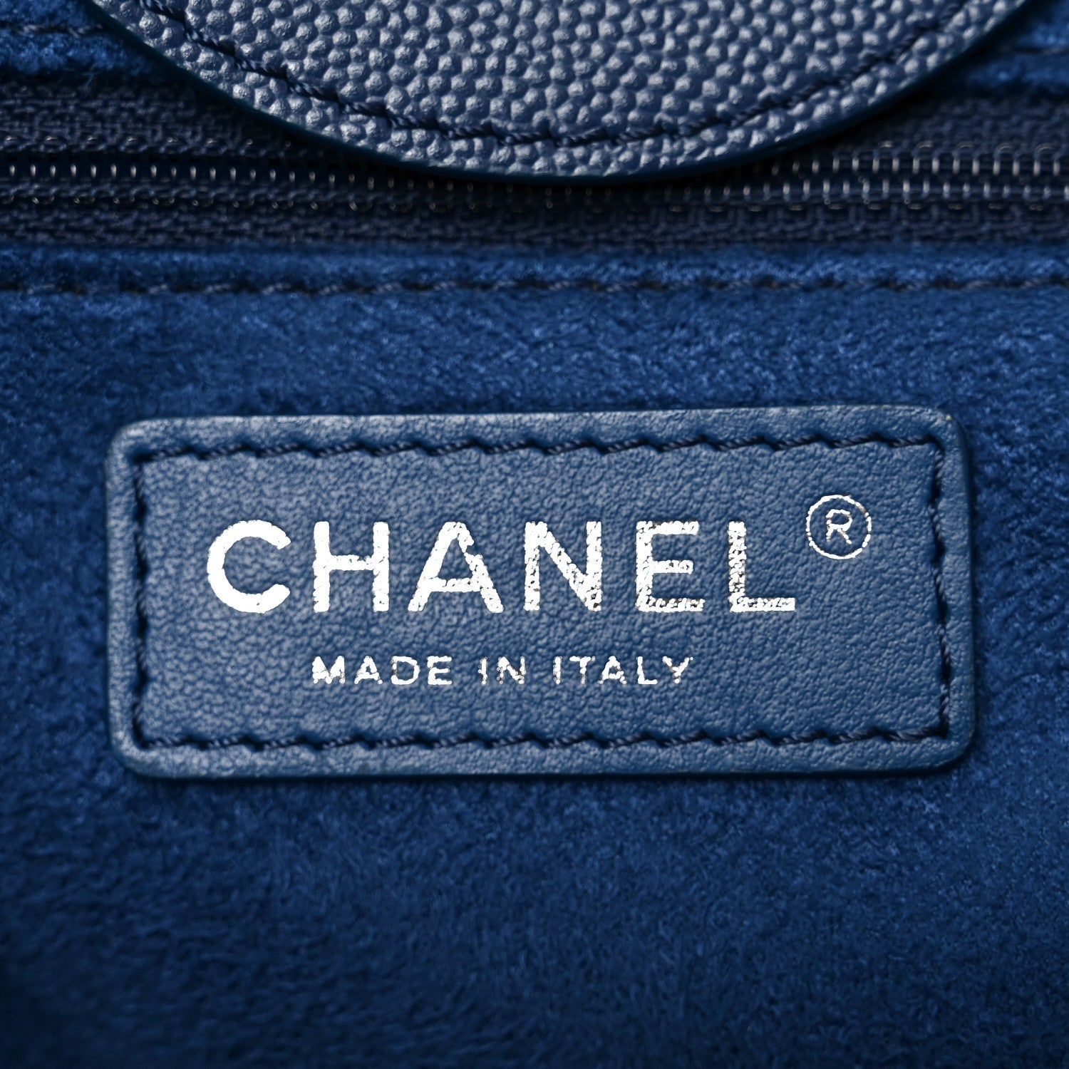 Chanel Caviar Small Studded Deauville Tote Navy
