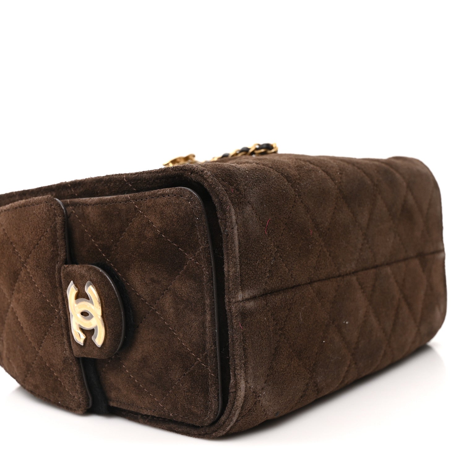 Chanel Suede Quilted Mini Chanel 25 Handbag Dark Brown