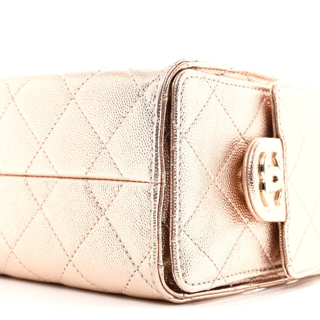 Chanel Metallic Caviar Quilted Mini Chanel 25 Handbag Copper