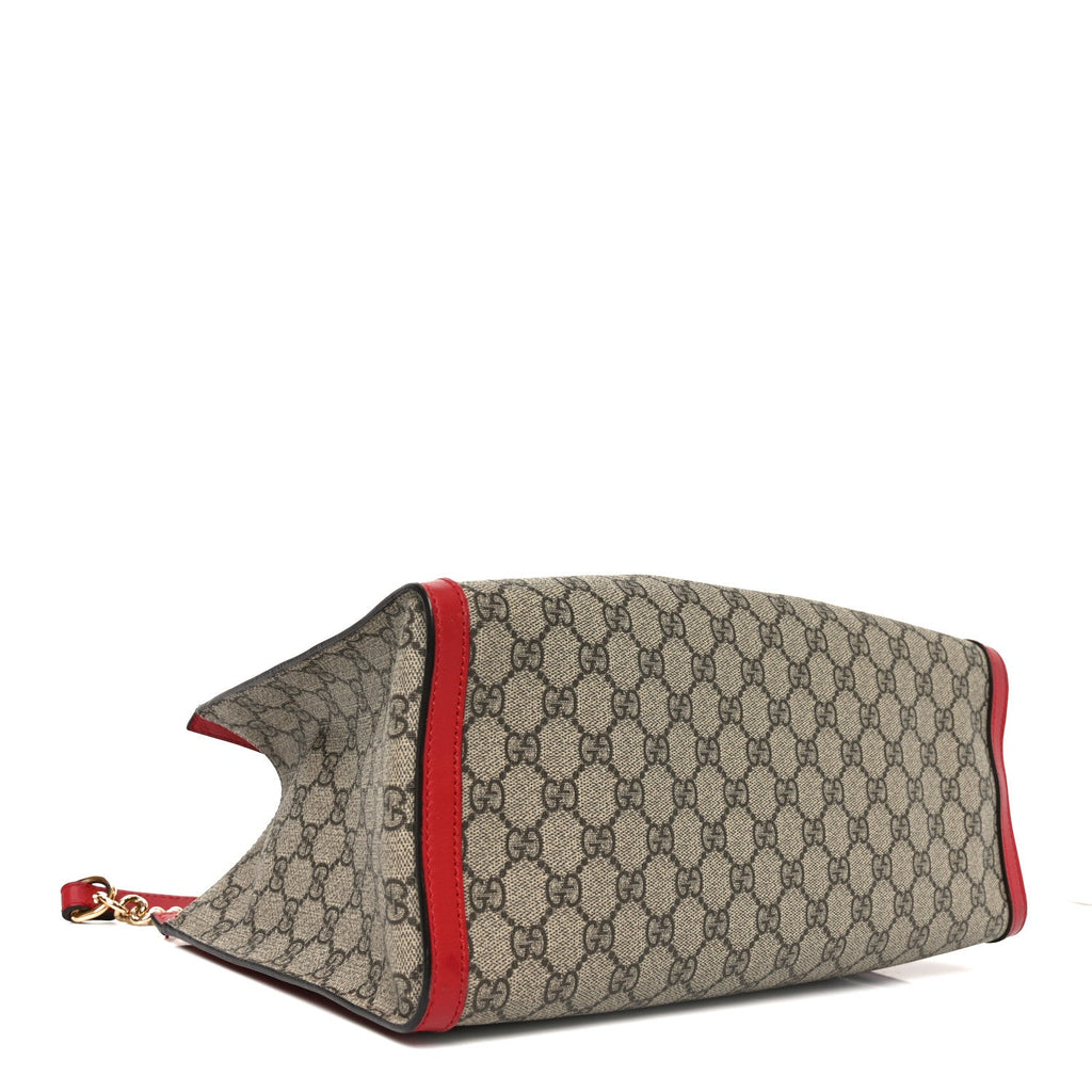Gucci GG Supreme Monogram Medium Padlock Tote Hibiscus Red