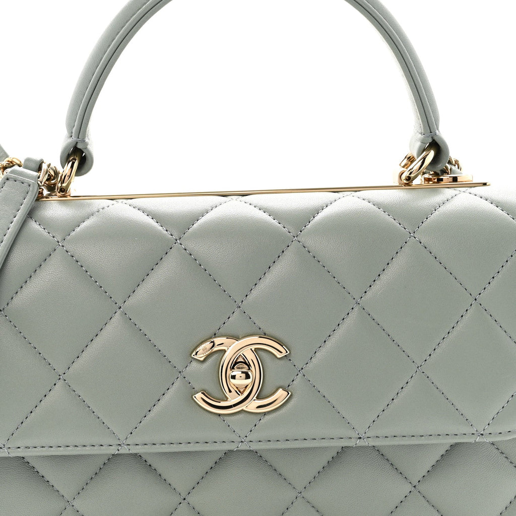 Chanel Lambskin Quilted Small Trendy CC Flap Dual Handle Bag Grey