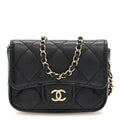 Caviar Quilted Mini Chain Belt Bag Black