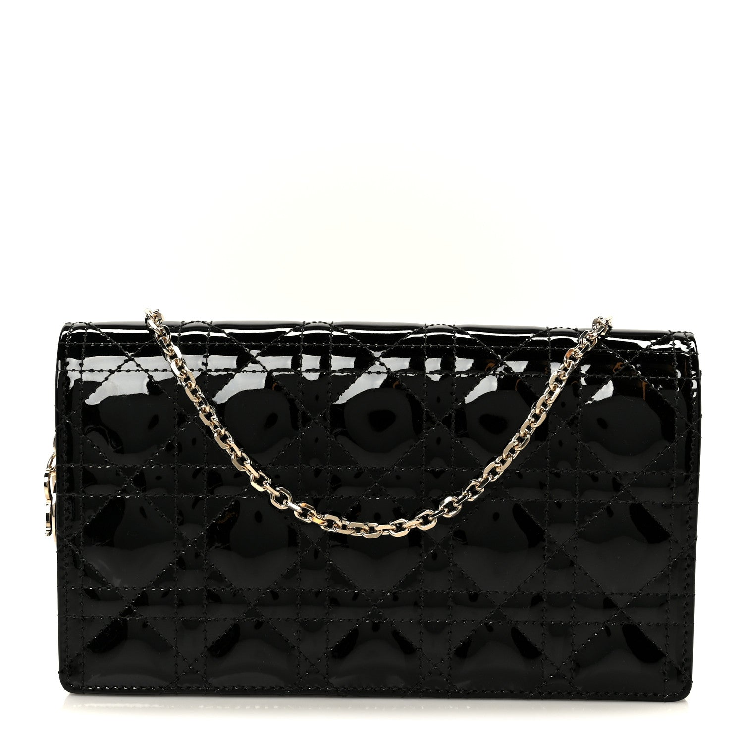 Christian Dior Patent Cannage Lady Dior Pouch Black