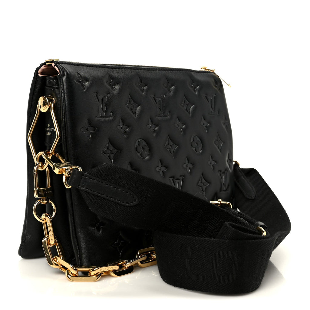 Louis Vuitton Lambskin Embossed Monogram Coussin PM Black