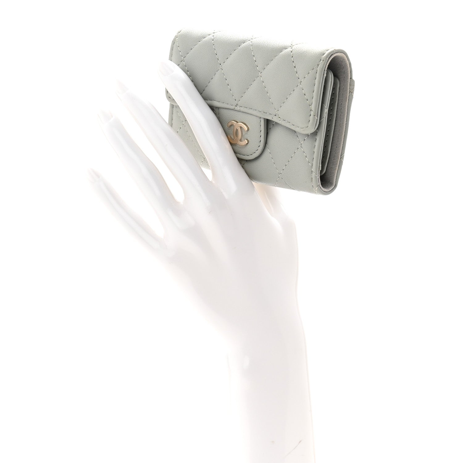Lambskin Quilted Classic 4 Key Holder Wallet Grey