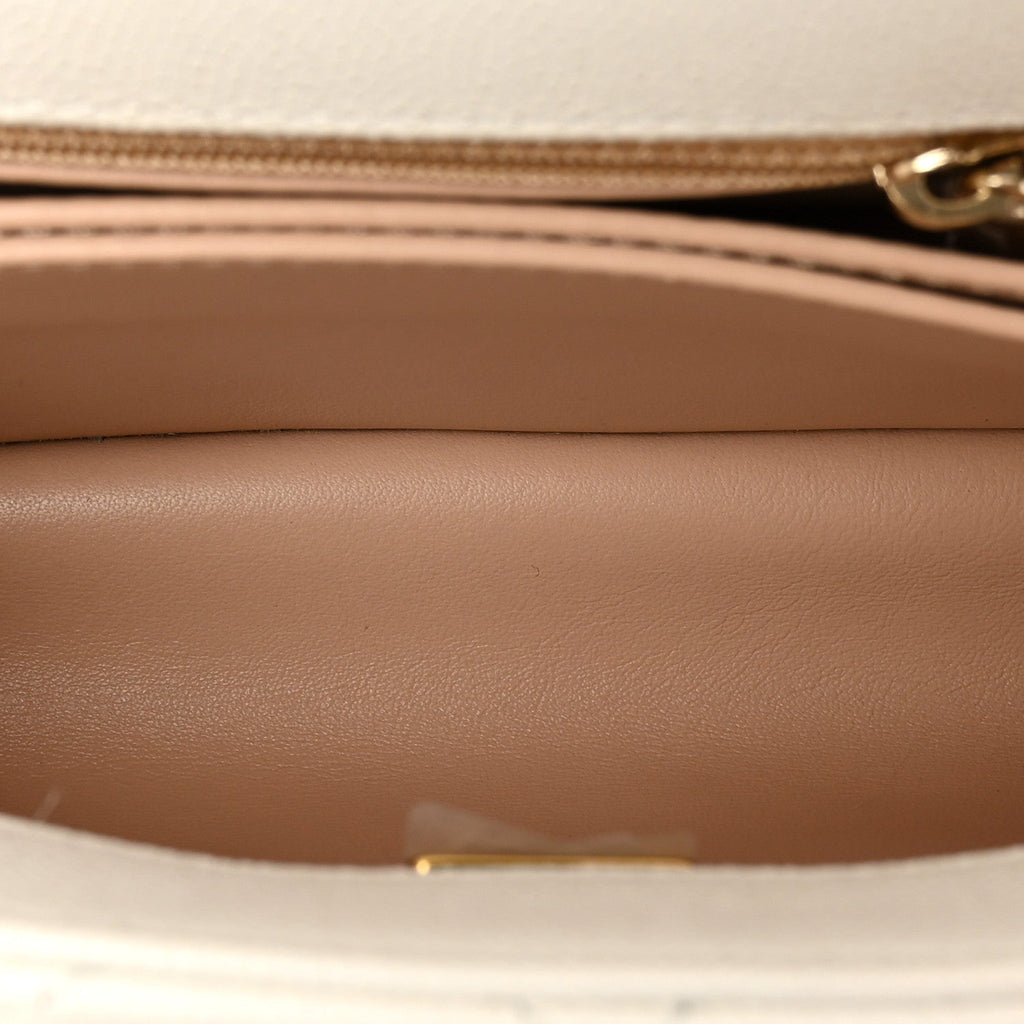 Chanel Caviar Quilted Mini Coco Handle Flap White