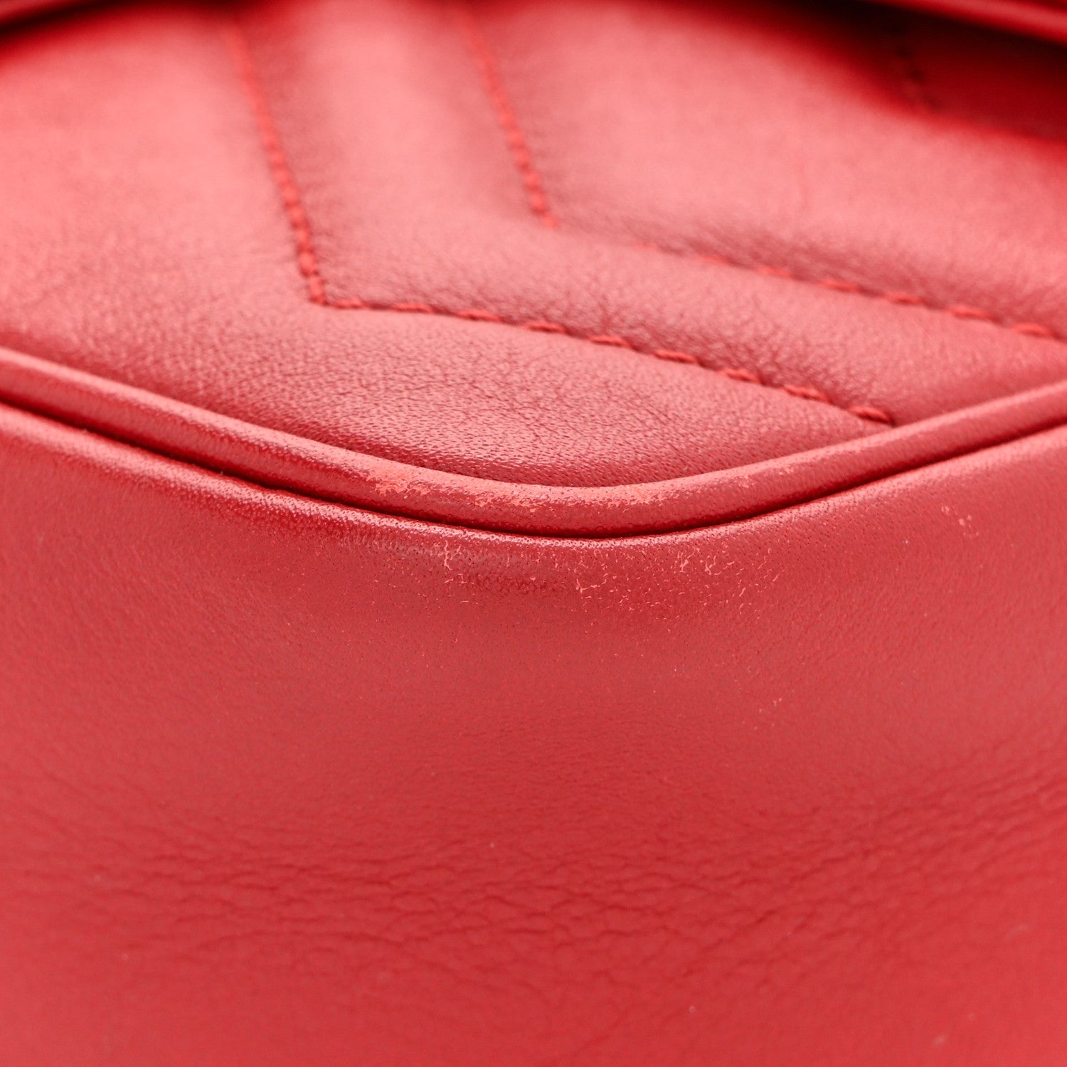 Gucci Calfskin Matelasse Super Mini GG Marmont Shoulder Bag Hibiscus Red