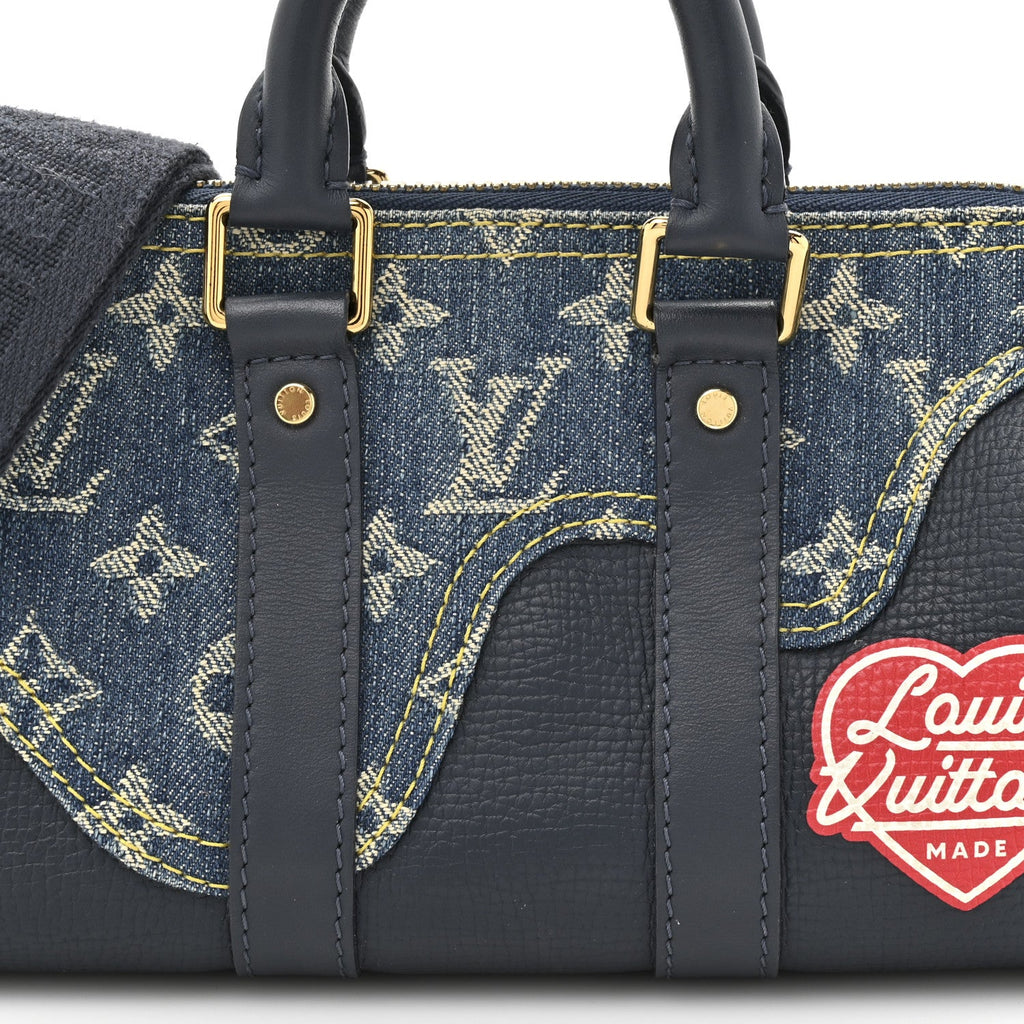 Louis Vuitton X NIGO Taurillon Monogram Denim Drip Keepall XS Blue