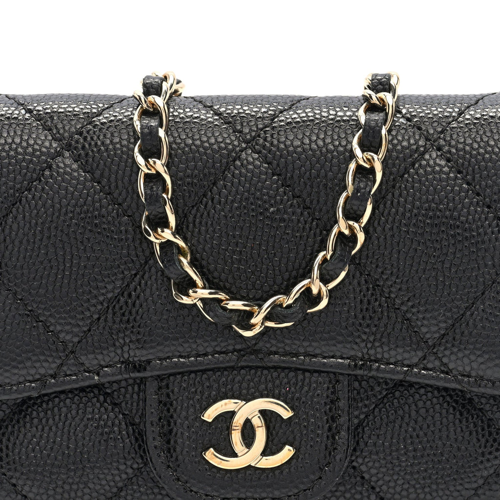 Caviar Quilted Mini Chain Belt Bag Black