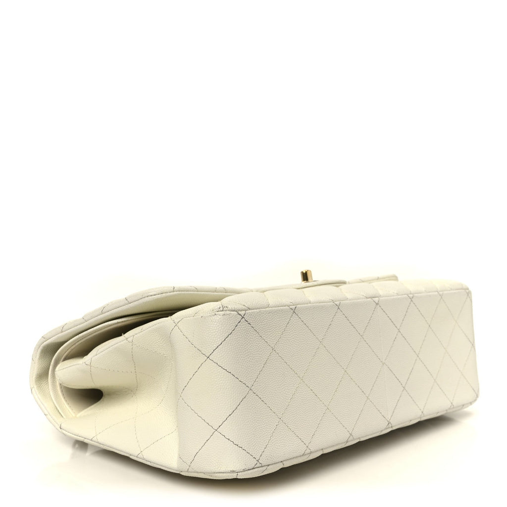 Chanel Caviar Quilted Jumbo Double Flap White