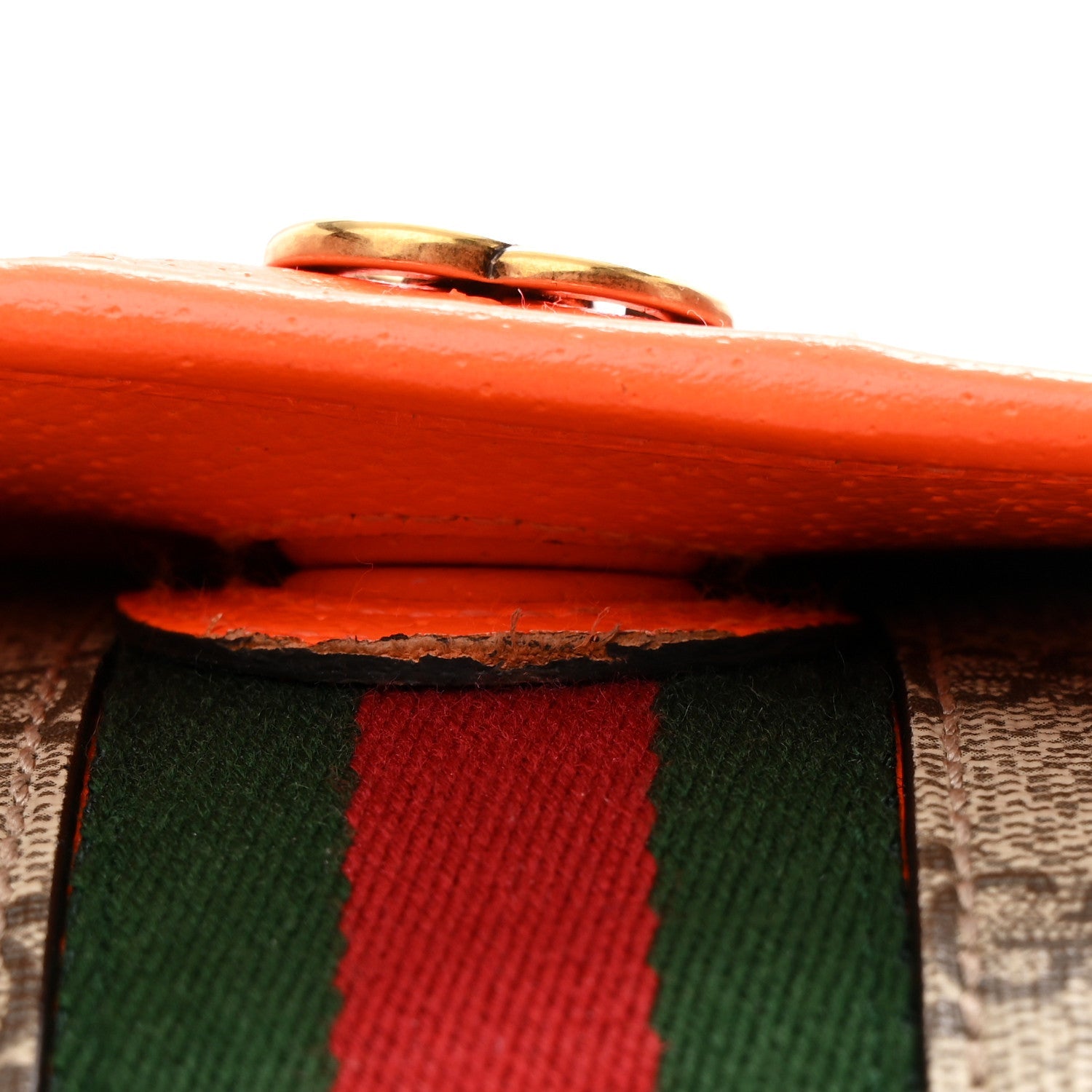 Gucci GG Supreme Monogram Web Small Ophidia Belt Bag Beige Ebony Orange Fluo