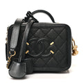 Chanel Caviar Quilted Small CC Filigree Vanity Case Black