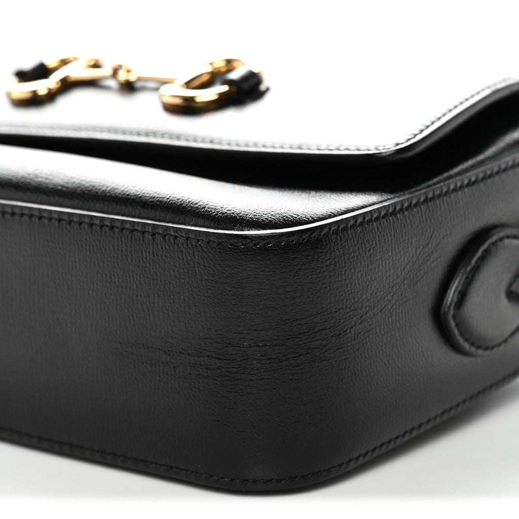 Gucci Textured Calfskin Small Horsebit 1955 Shoulder Bag Black
