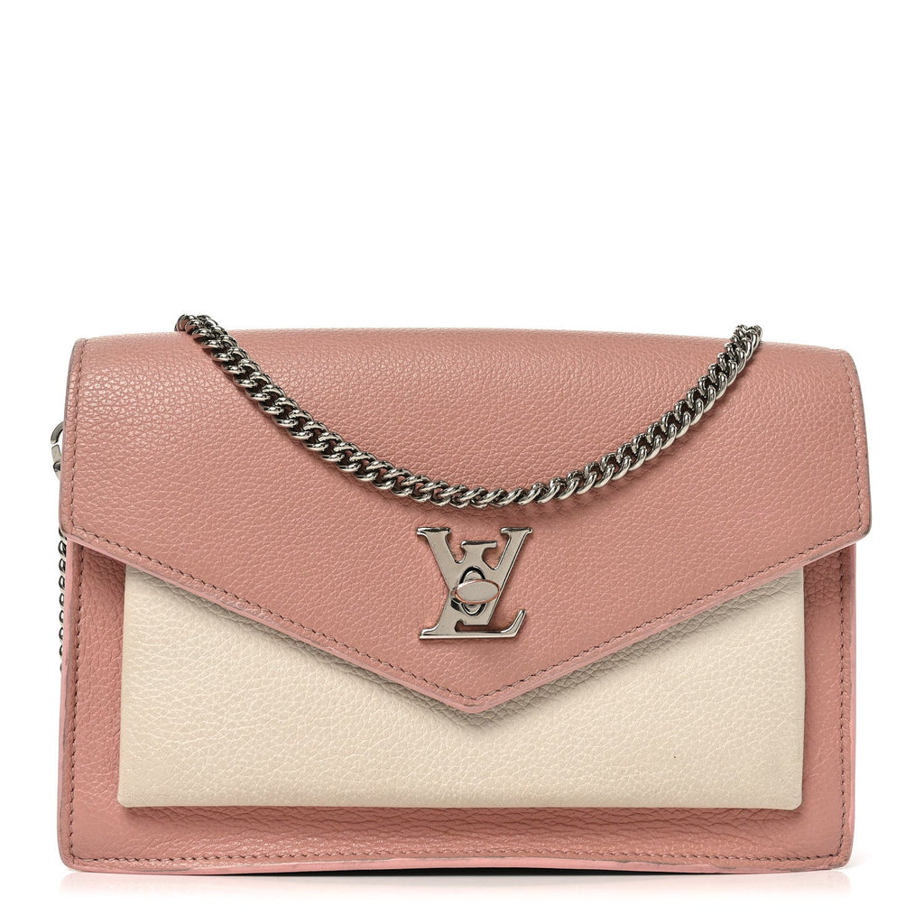 Louis Vuitton Calfskin My Lockme Chain Pochette Rose Ballet White