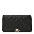 Caviar Quilted Boy Yen Wallet Black
