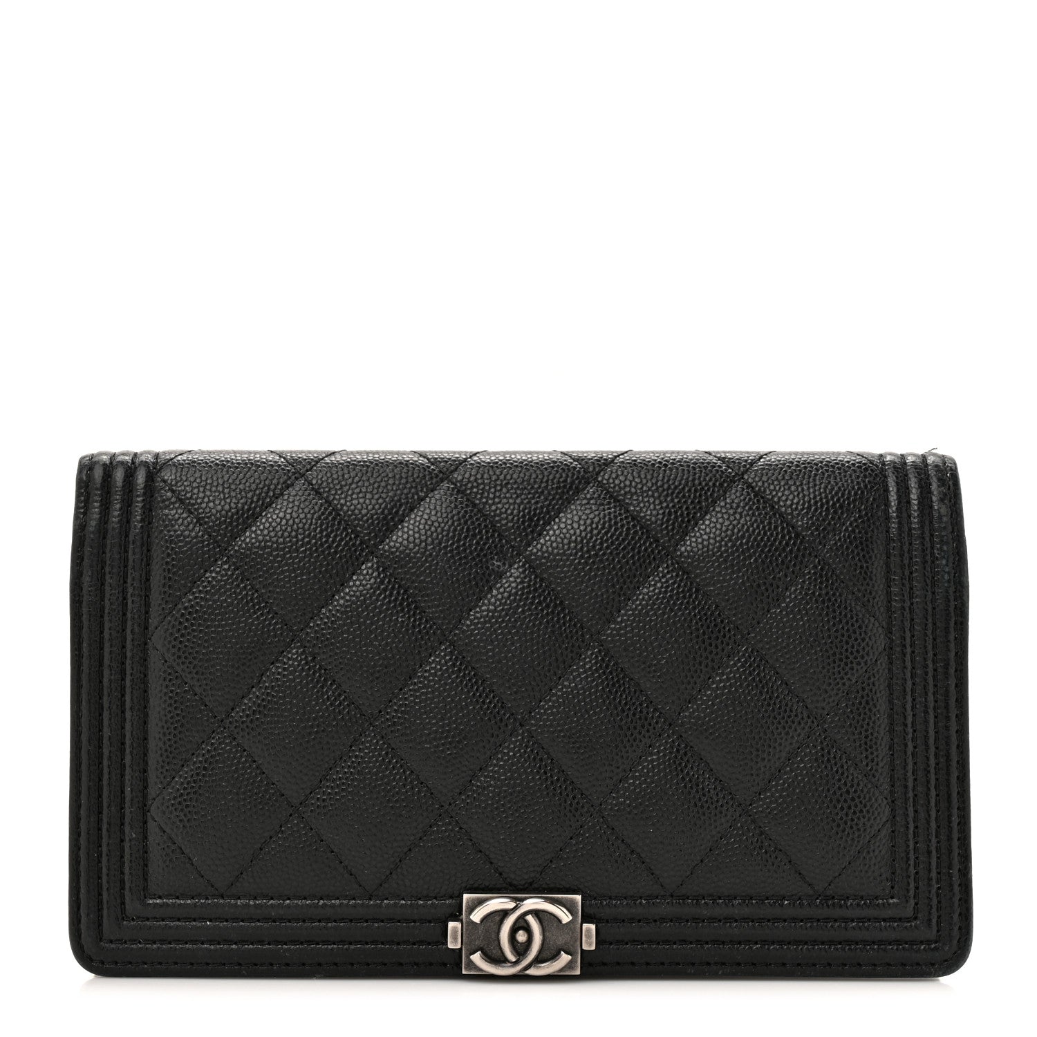 Caviar Quilted Boy Yen Wallet Black