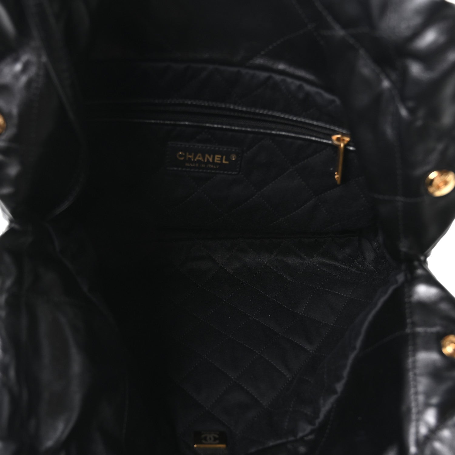 Chanel Shiny Calfskin Quilted Small Chanel 22 Black
