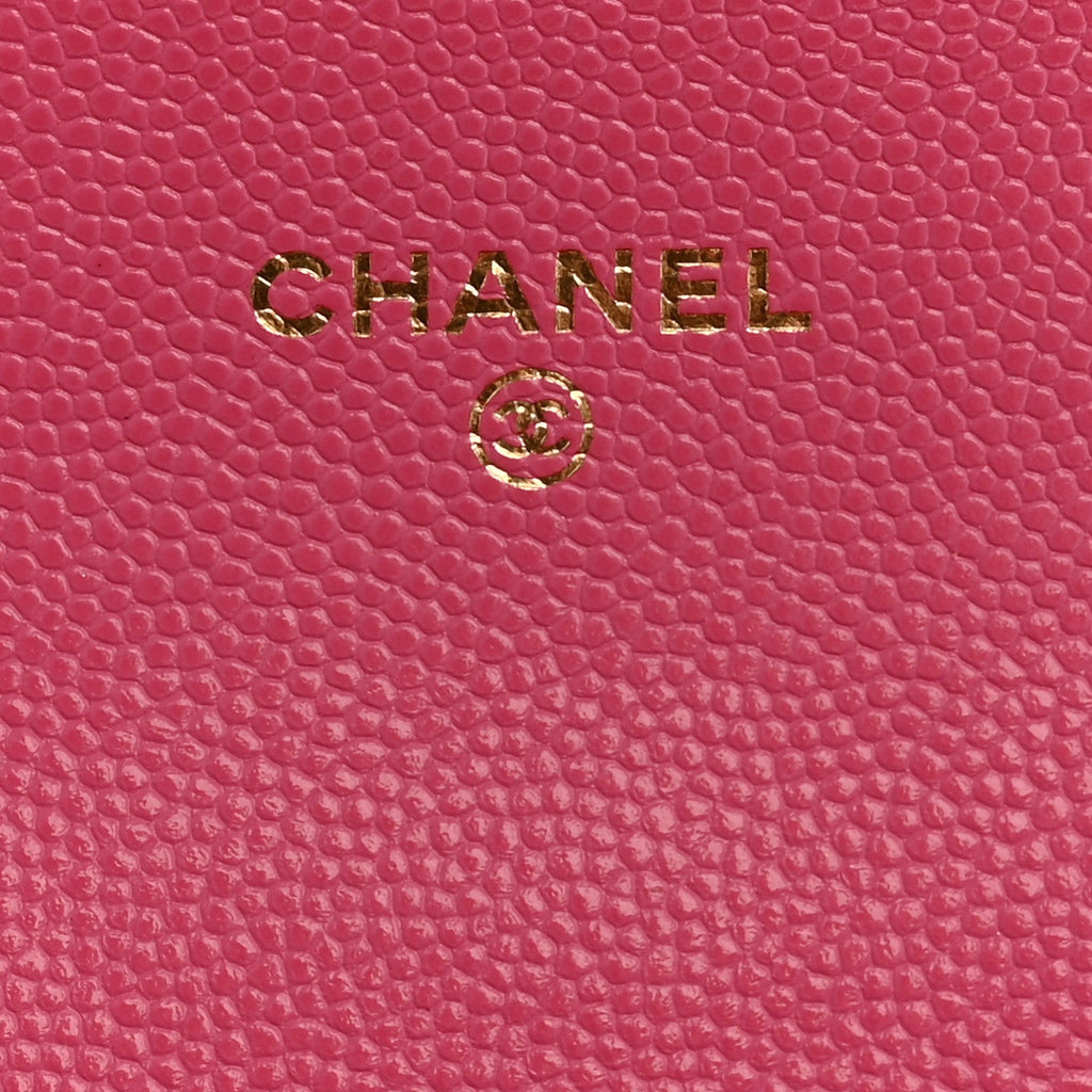 Caviar Quilted Flap Card Holder Wallet Pink