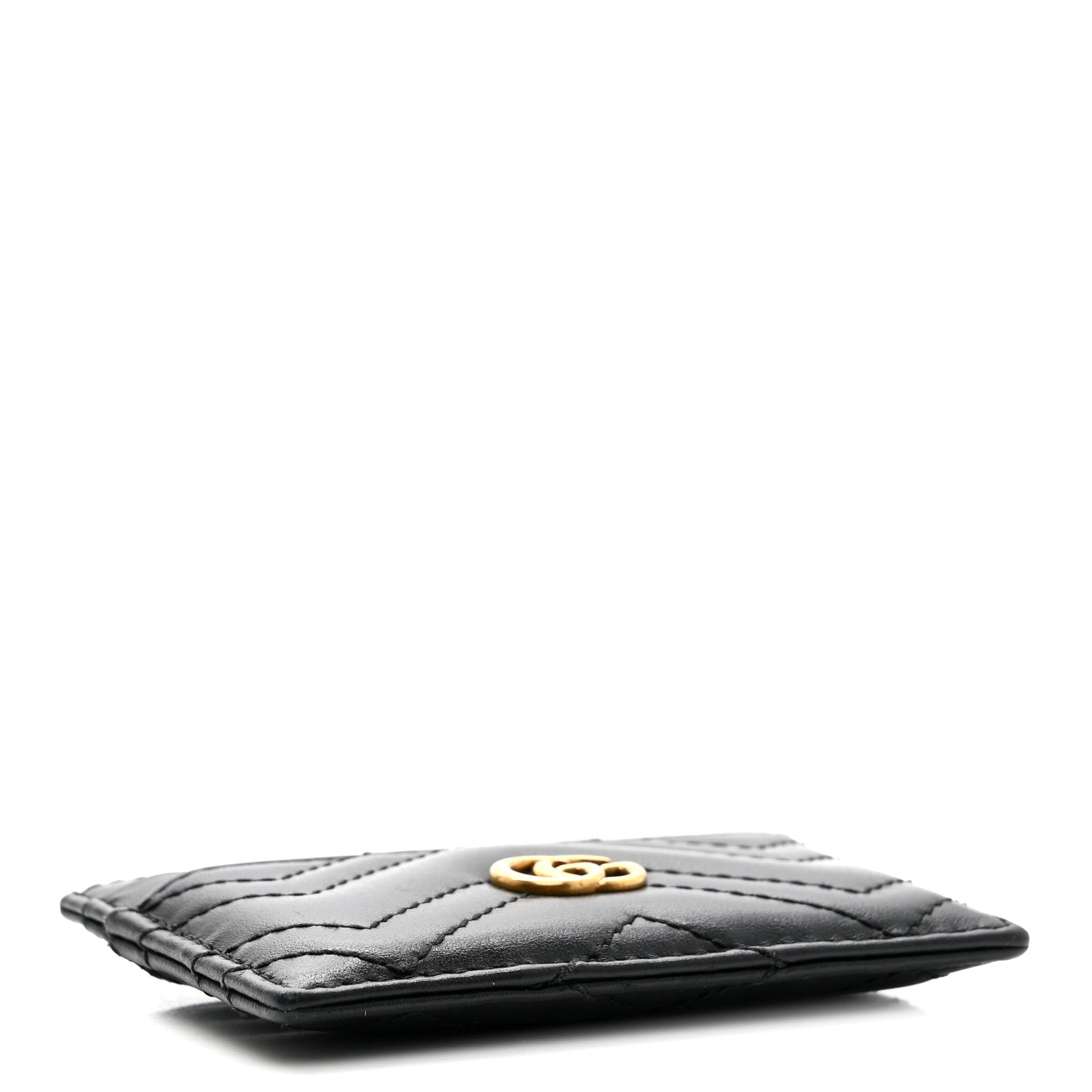 Gucci Calfskin Matelasse GG Marmont Card Holder Black