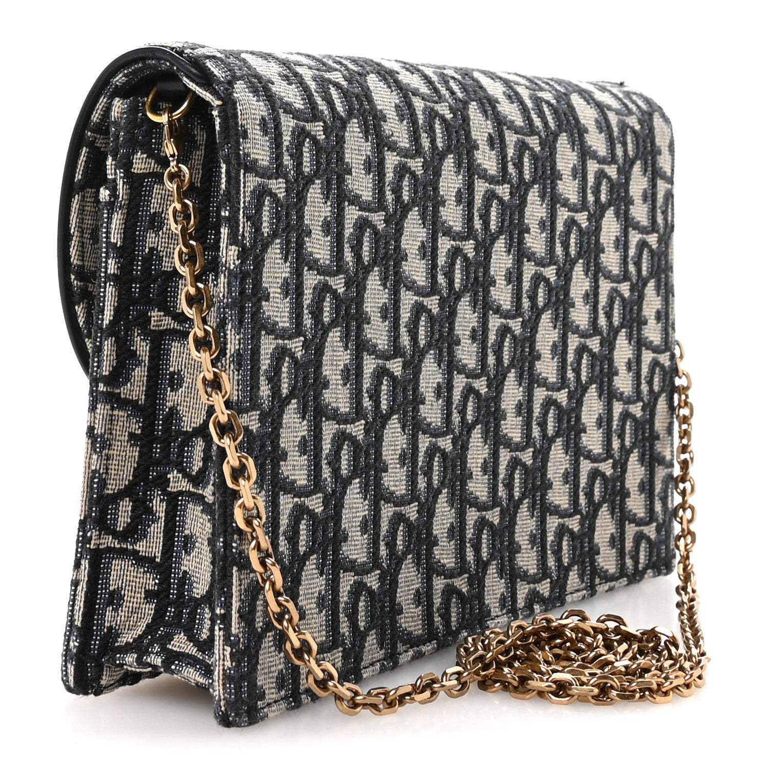 Christian Dior Oblique Saddle Chain Pouch Blue