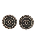 Metal Round CC Stud Earrings Ruthenium