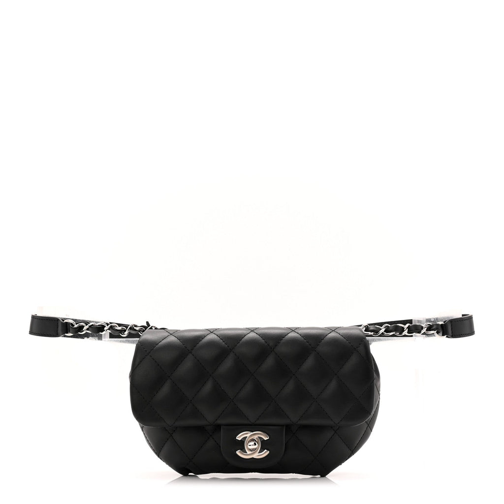 Chanel Calfskin Quilted CC Uniform Flap Belt Bag Black