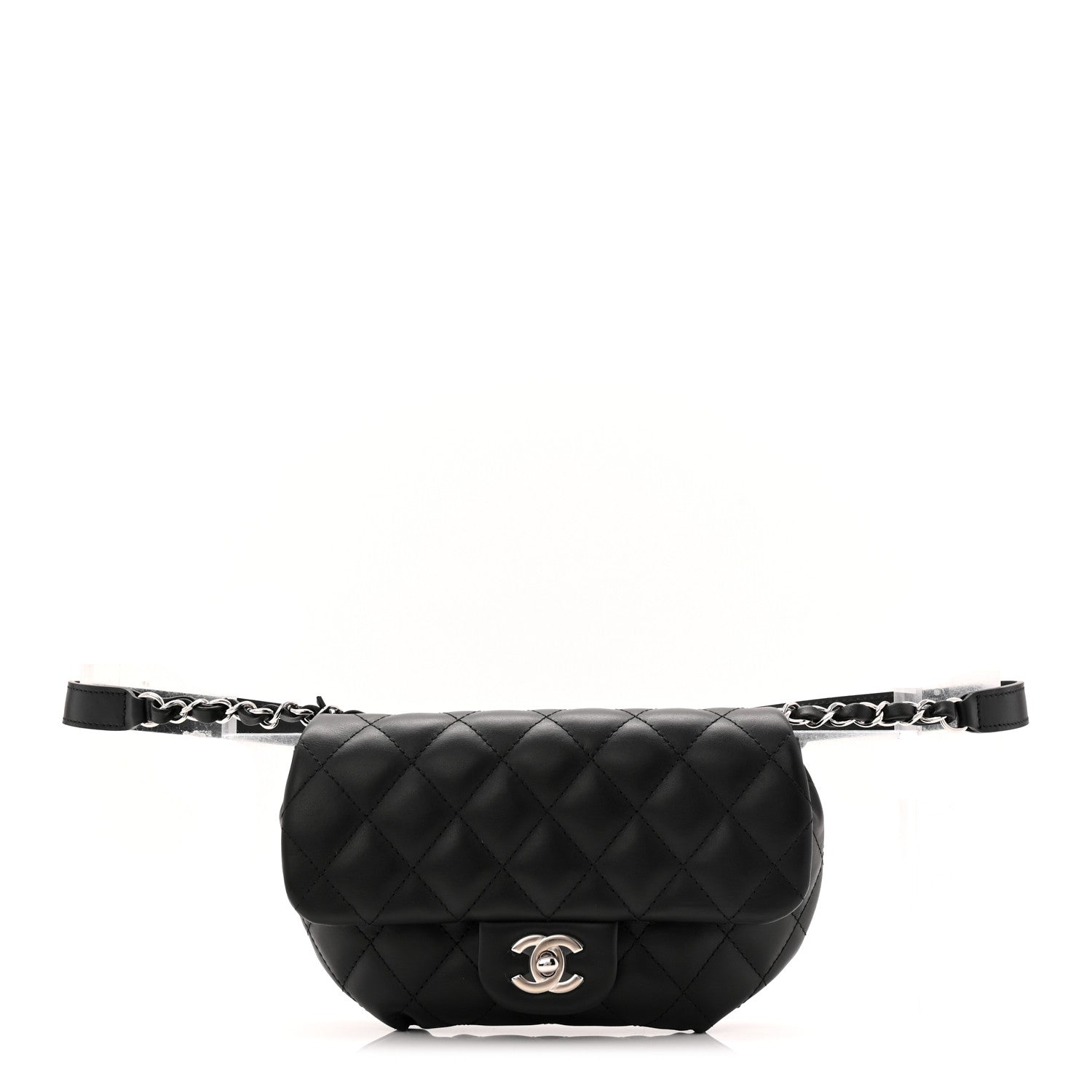 Chanel Calfskin Quilted CC Uniform Flap Belt Bag Black