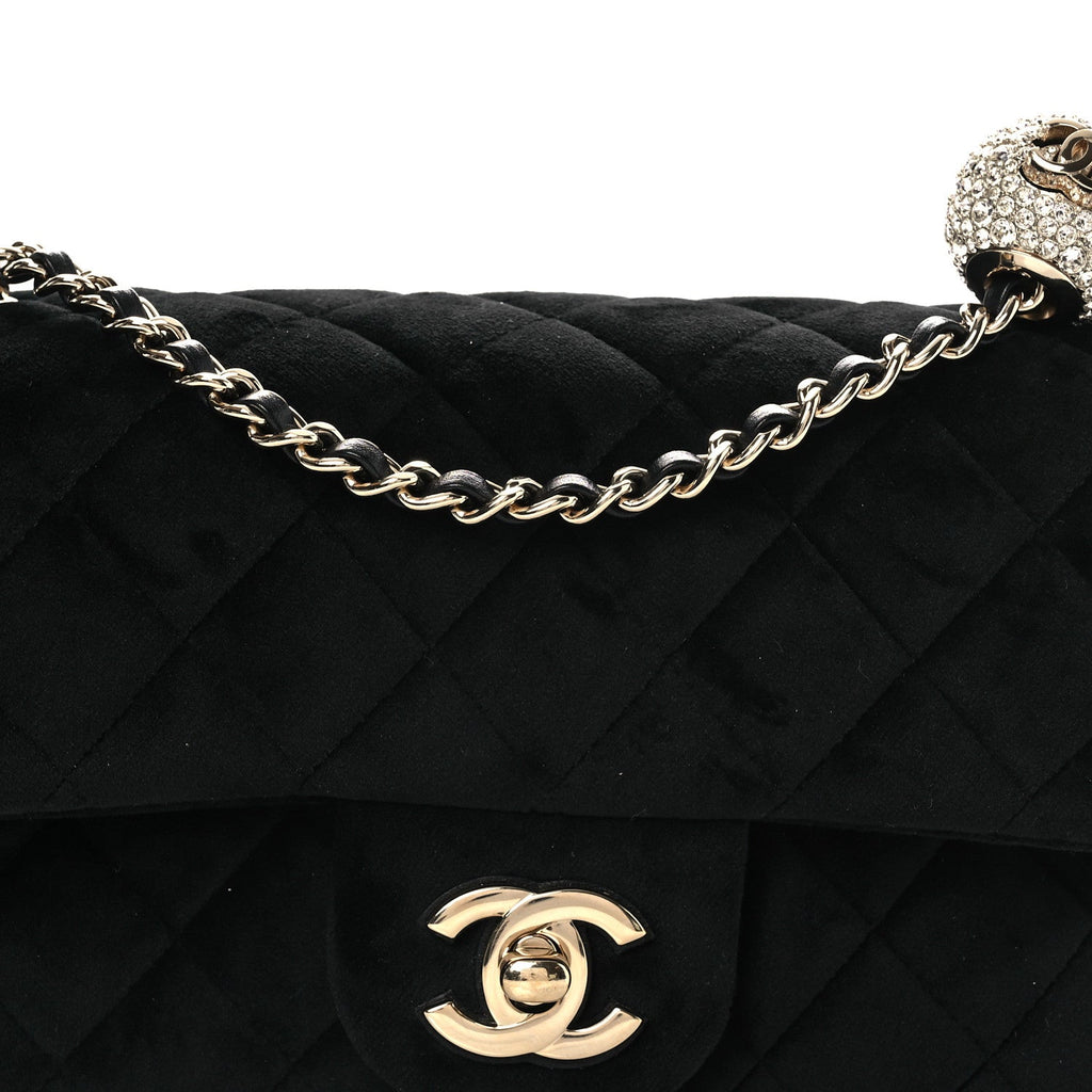 Chanel Velvet Quilted Mini Rectangular Pearl Crush Flap Black
