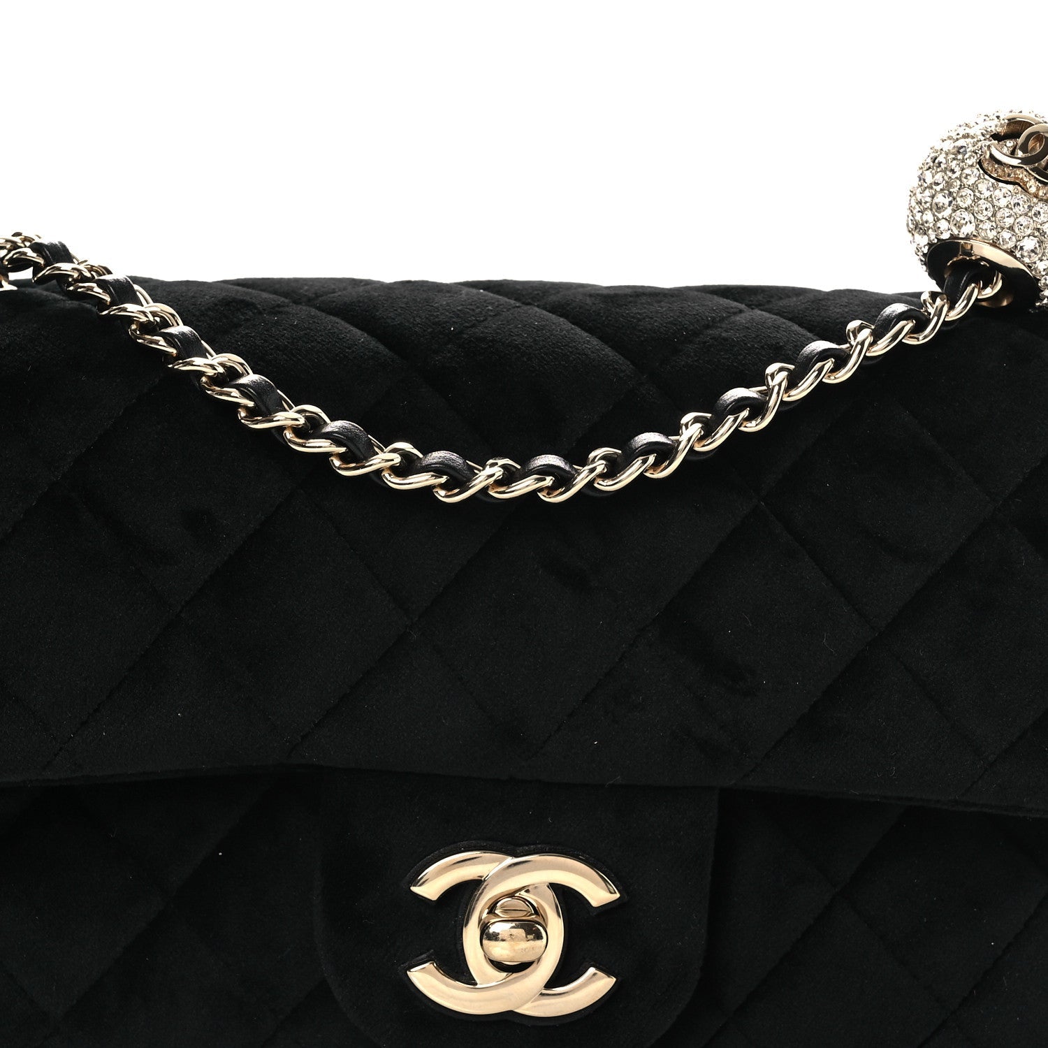 Chanel Velvet Quilted Mini Rectangular Pearl Crush Flap Black