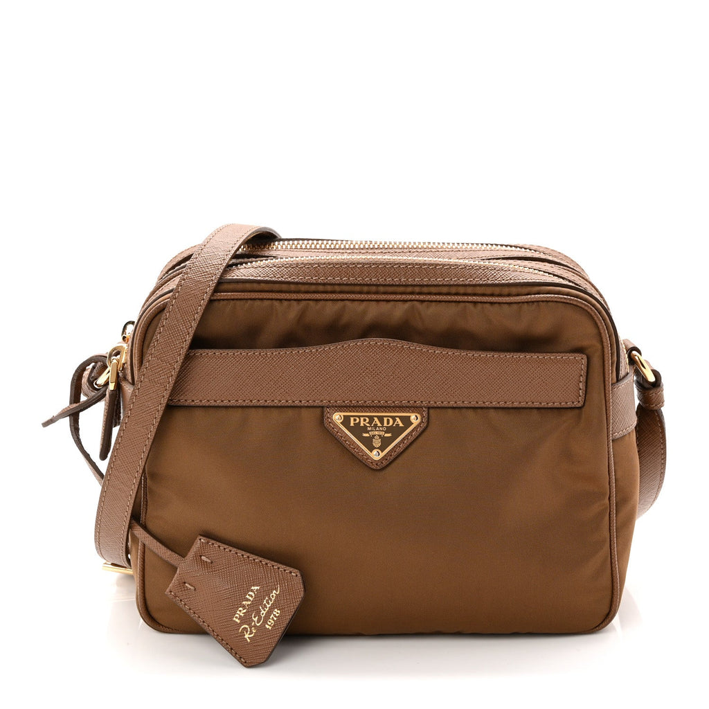 Prada Tessuto Nylon Saffiano Re-Edition 1978 Messenger Bag Sughero