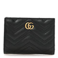 Gucci Calfskin Matelasse GG Marmont Card Case Wallet Black